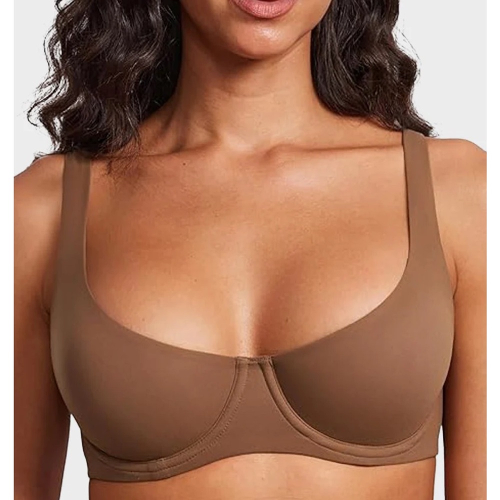 Two SheCurve Seamless unlined Balconette Bras - White and Tan Underwire Bra Set